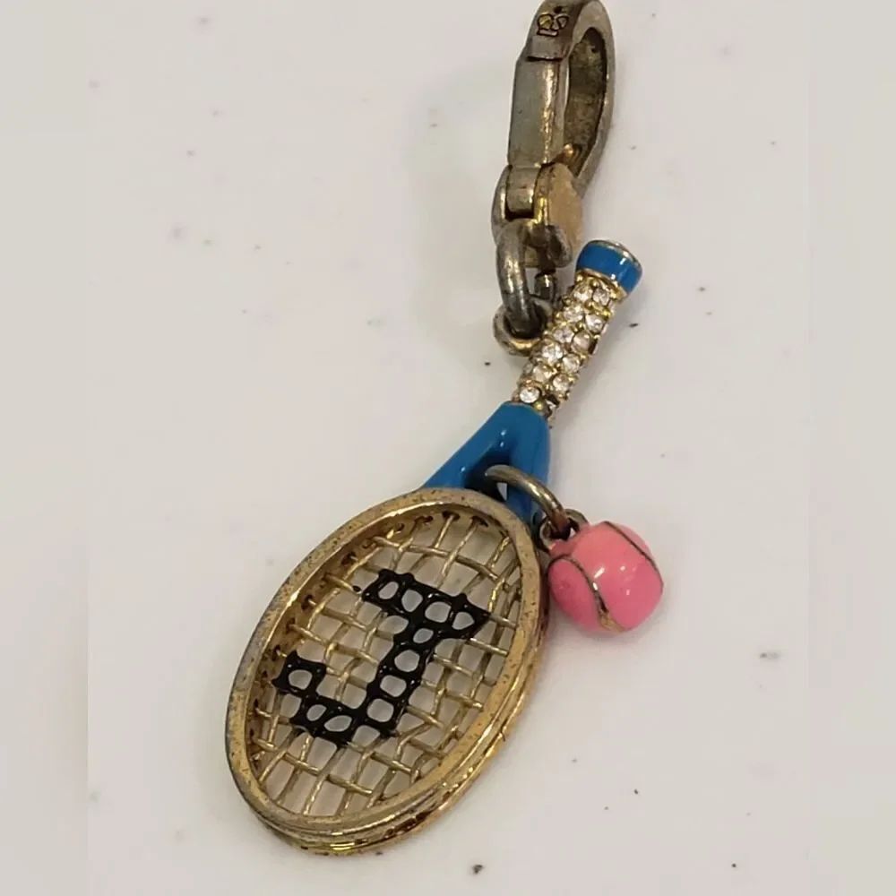 Gold and Blue Tennis Racket Charm
